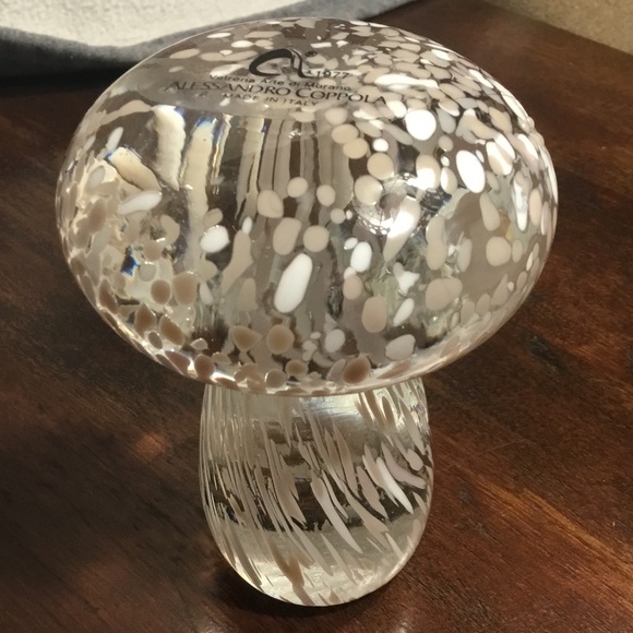 Italian Handblown Murano Glass Mushroom Paperweight by Alessandro Coppola-NEW - Picture 3 of 8